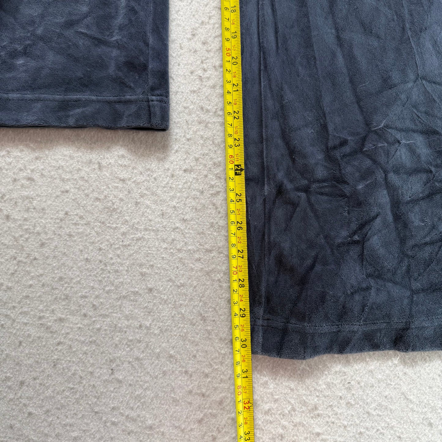 Vintage Juicy Couture Women Navy Velour Flared Track Pant Drawstring Logo Size L
