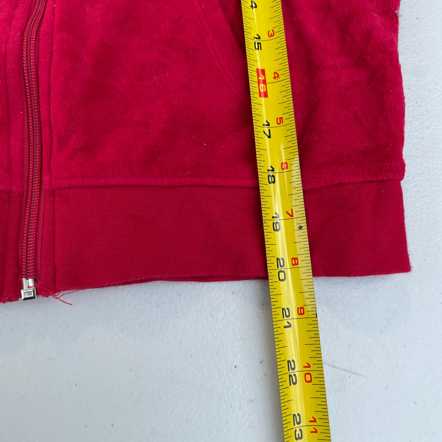 Vintage Juicy Couture Women Dark Red Velour Zip-Up Hoodie Drawstring Y2k Size S