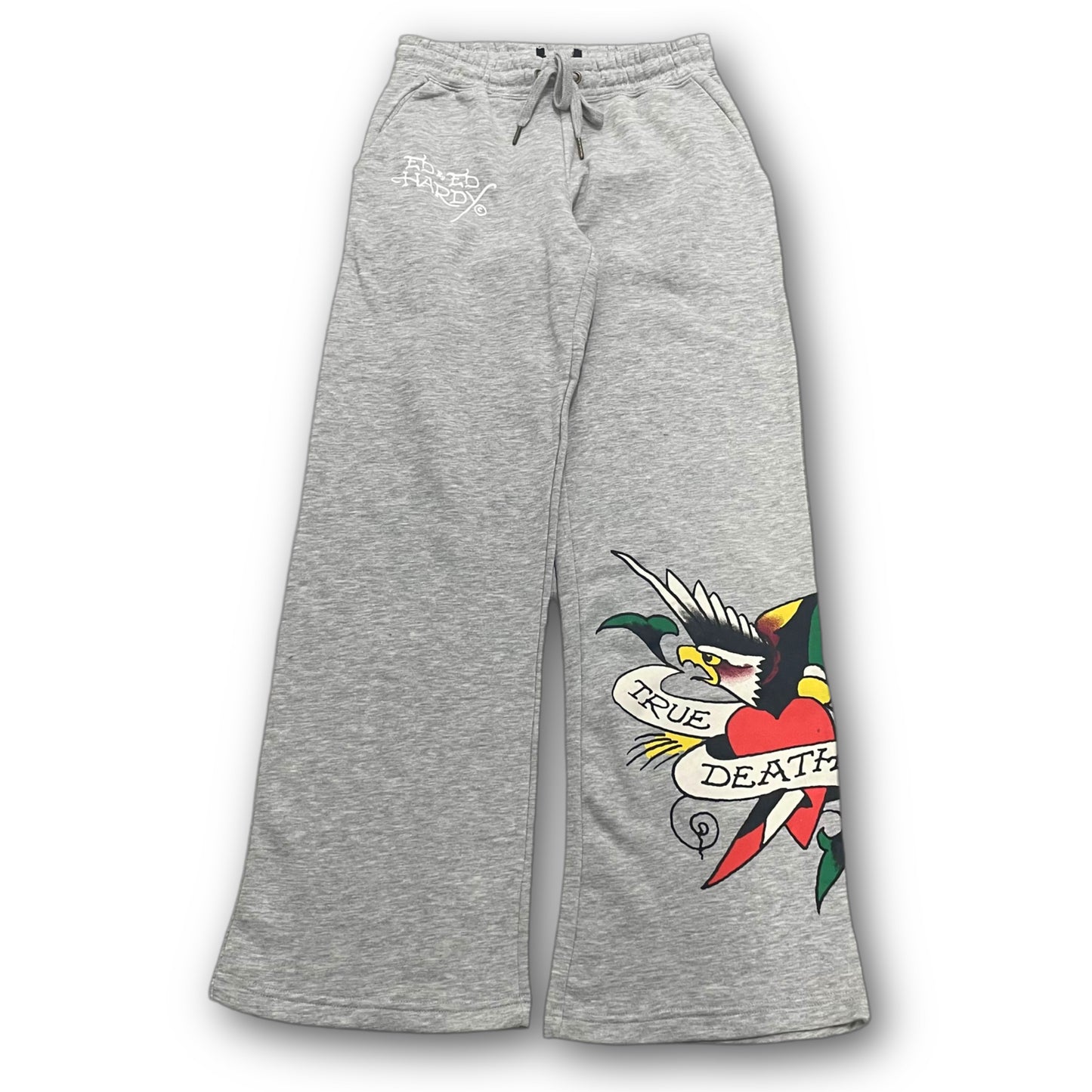 ED HARDY “ Eagle Heart” GREY FLARED PANTS - Clean Curriculums 