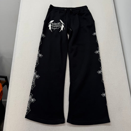 ED HARDY “Crosses” BLACK FLARE PANTS