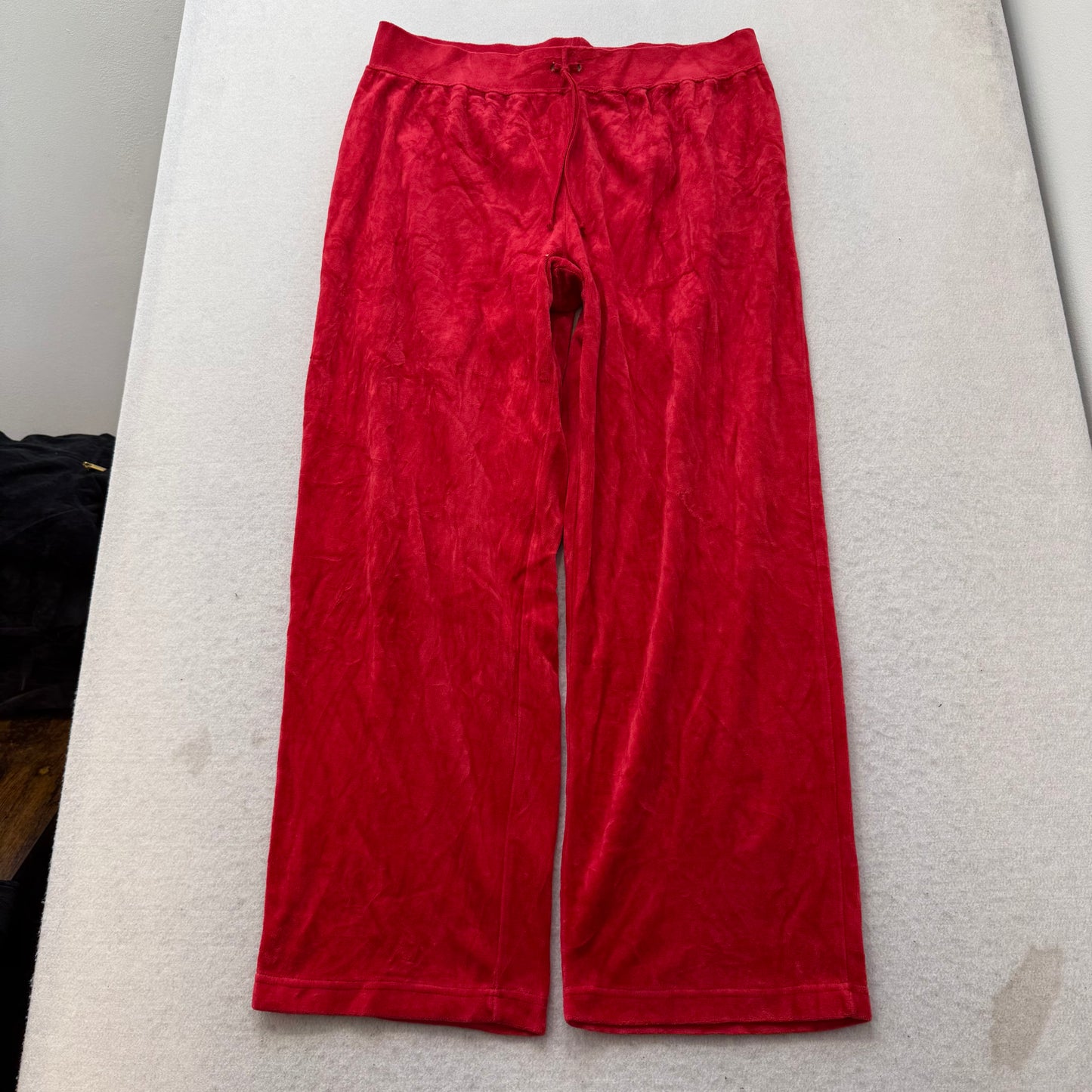 2003 Vtg Juicy Couture Women's Red Velour Tracksuit Set Hoodie & Pant Size L/XL