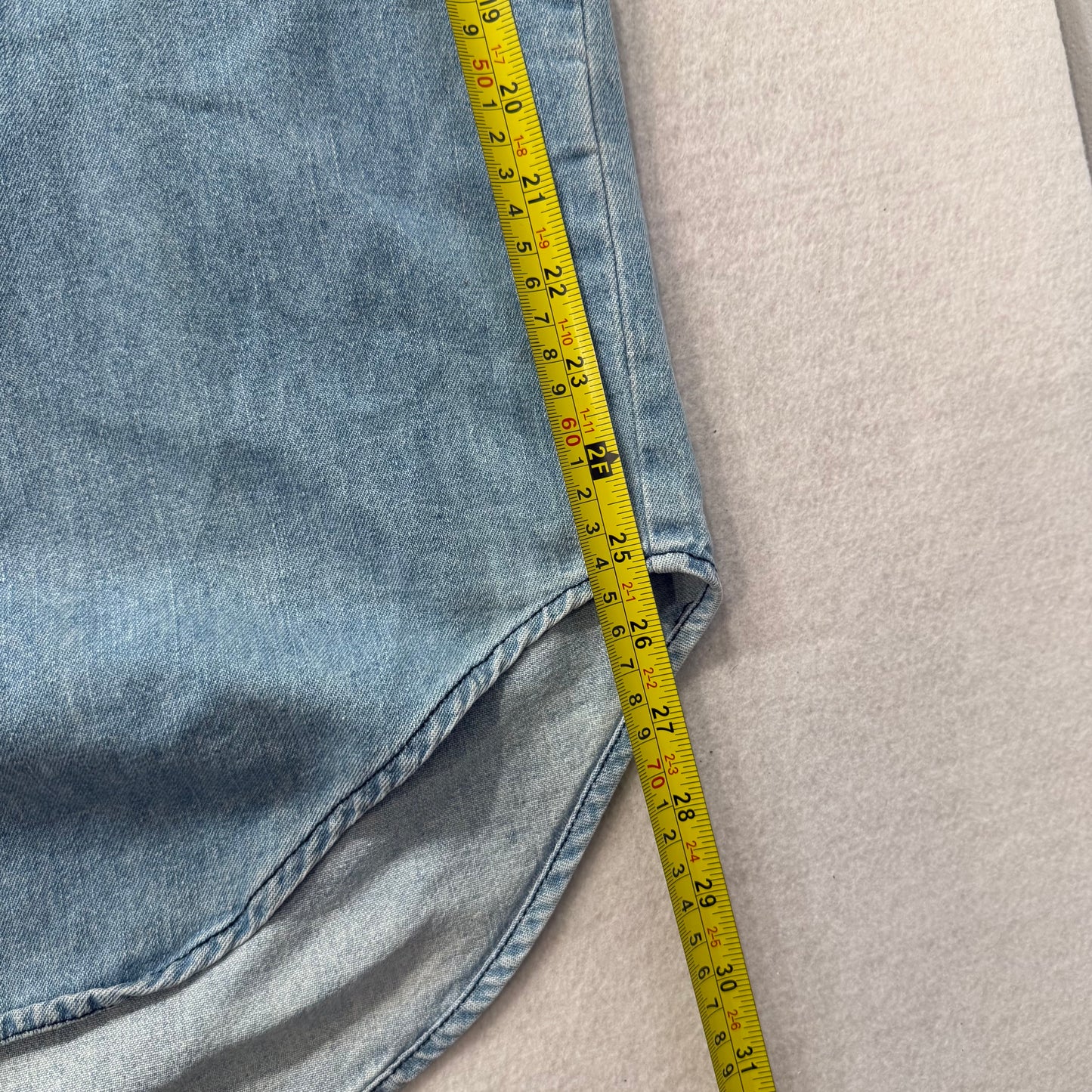 Jnco Mens Light Blue Denim Button-Down Shirt Grandad Collar Flap Pockets Size XL