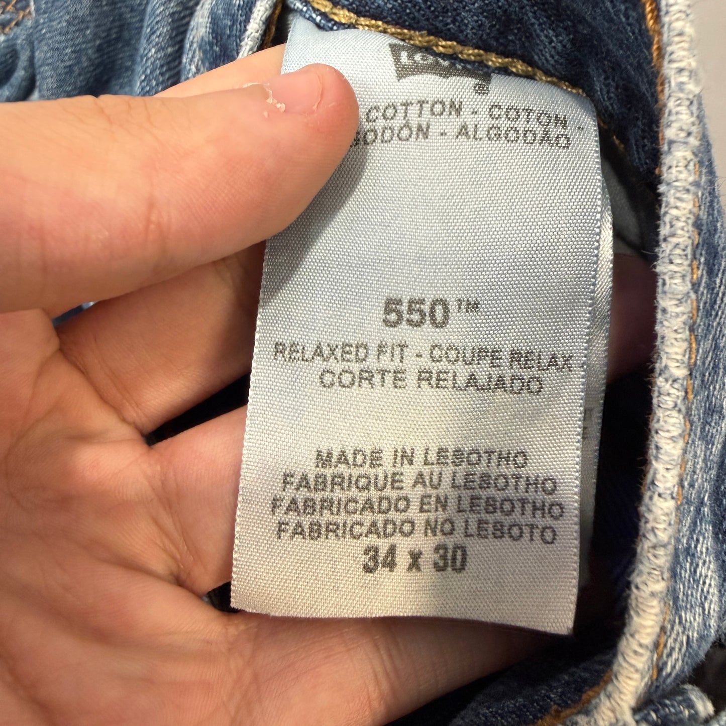 Levi's 550 Mens Blue Relaxed Fit Denim Jeans Zip-Fly Classic Pockets Size 34x30