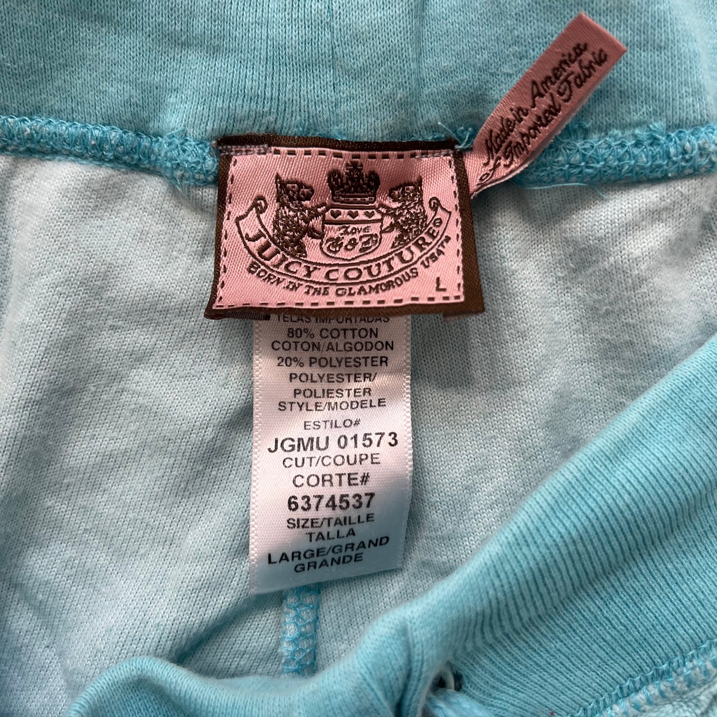 Vintage Juicy Couture Women's Light Blue Flared Track Pant Drawstring Y2K Size L