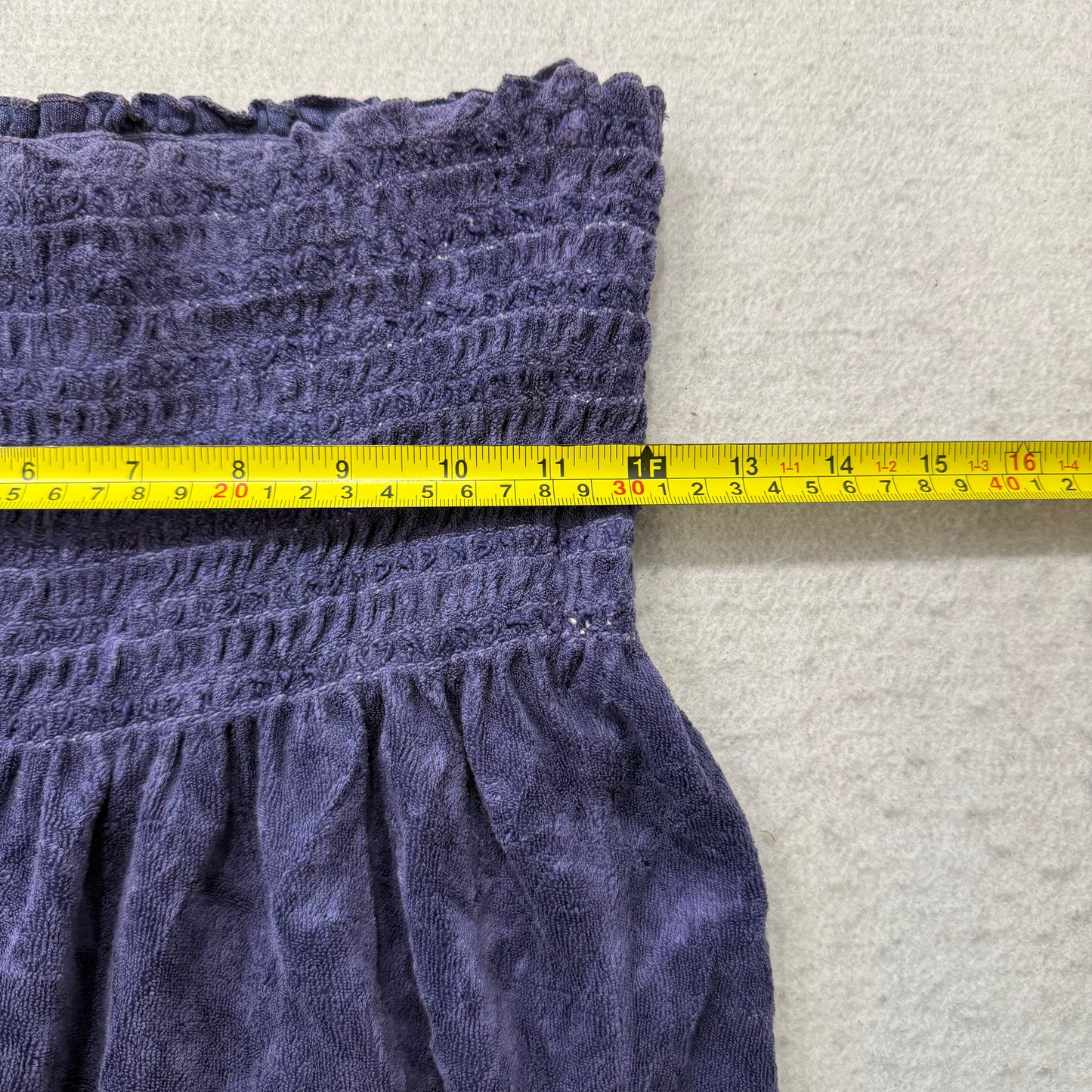 Juicy Couture Women's Navy Blue Terry Cloth Smocked Tube Dress Strapless Size M
