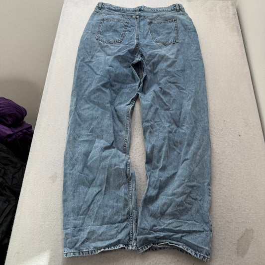 PrettyLittleThing Tall Womens Medium Blue Wide Leg Denim Jeans Baggy Fit Size 12