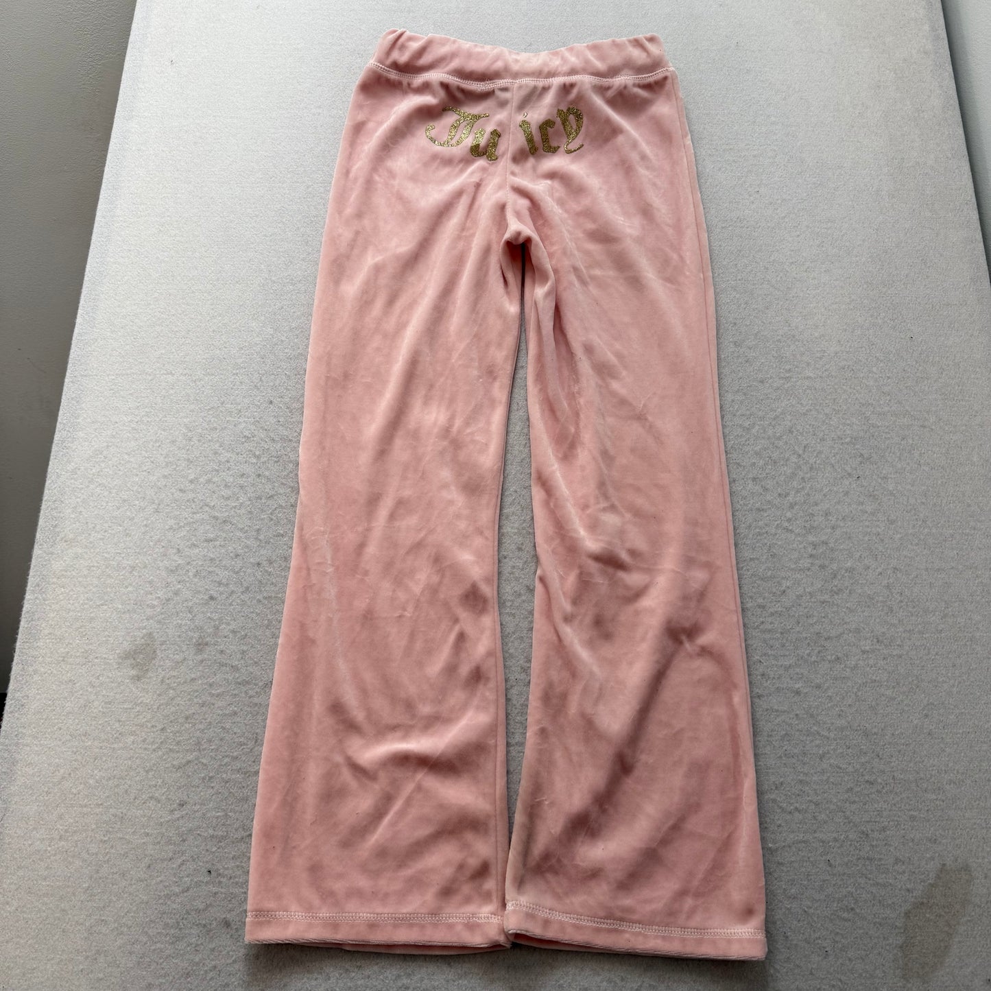 Juicy Couture Womens Pink Velour Flare Track Pant Loungewear Glitter Logo Size M