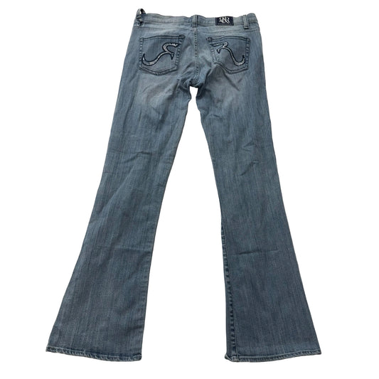 Rock & Republic Women's Blue Denim Bootcut Jeans Rhinestone Logo Pockets Size 10