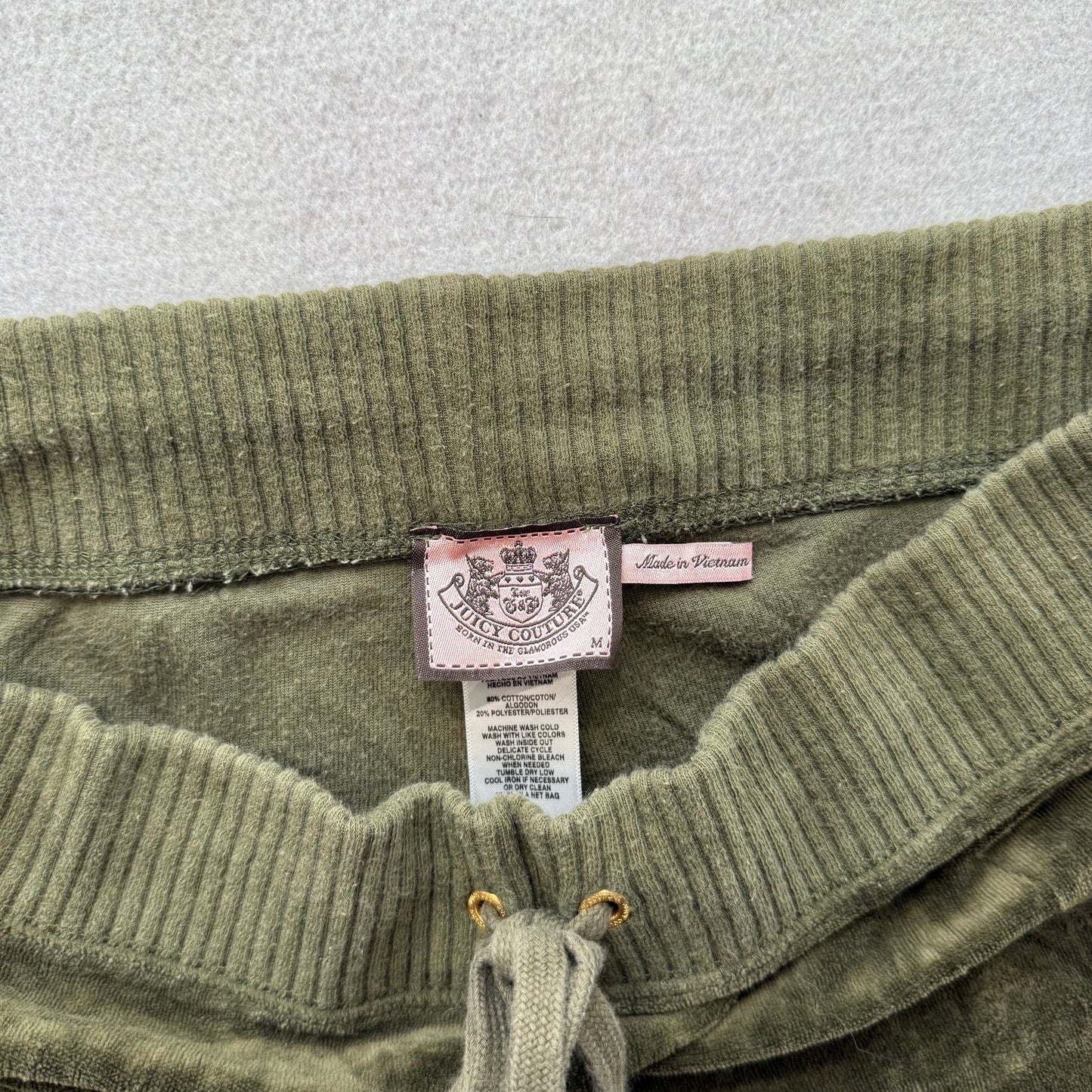 Juicy Couture Women's Olive Green Flared Leg Track Pant Drawstring Casual Size M