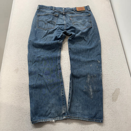 Vintage Levi's 501 Men's Blue Denim Jeans Wide Leg Zip-Fly Distressed Size 38x30