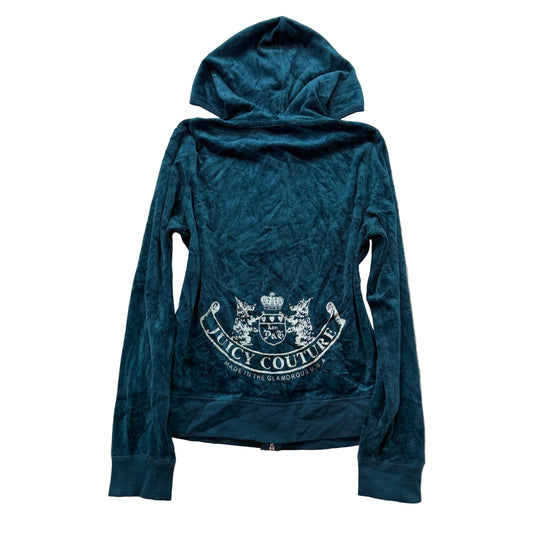 Vintage Juicy Couture "Scottie Dogs" Women's Deep Lagoon Full Zip Hoodie Size L