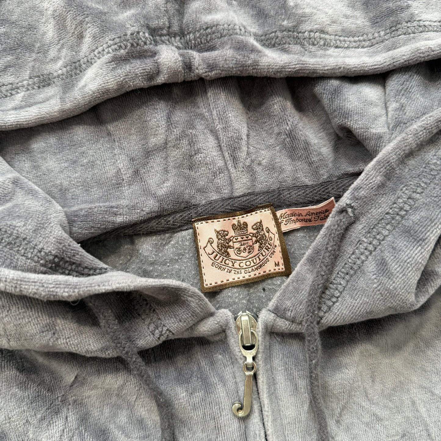 Juicy Couture Women's Gray Velour Full Zip Hoodie Loungewear Graphic Logo Size M