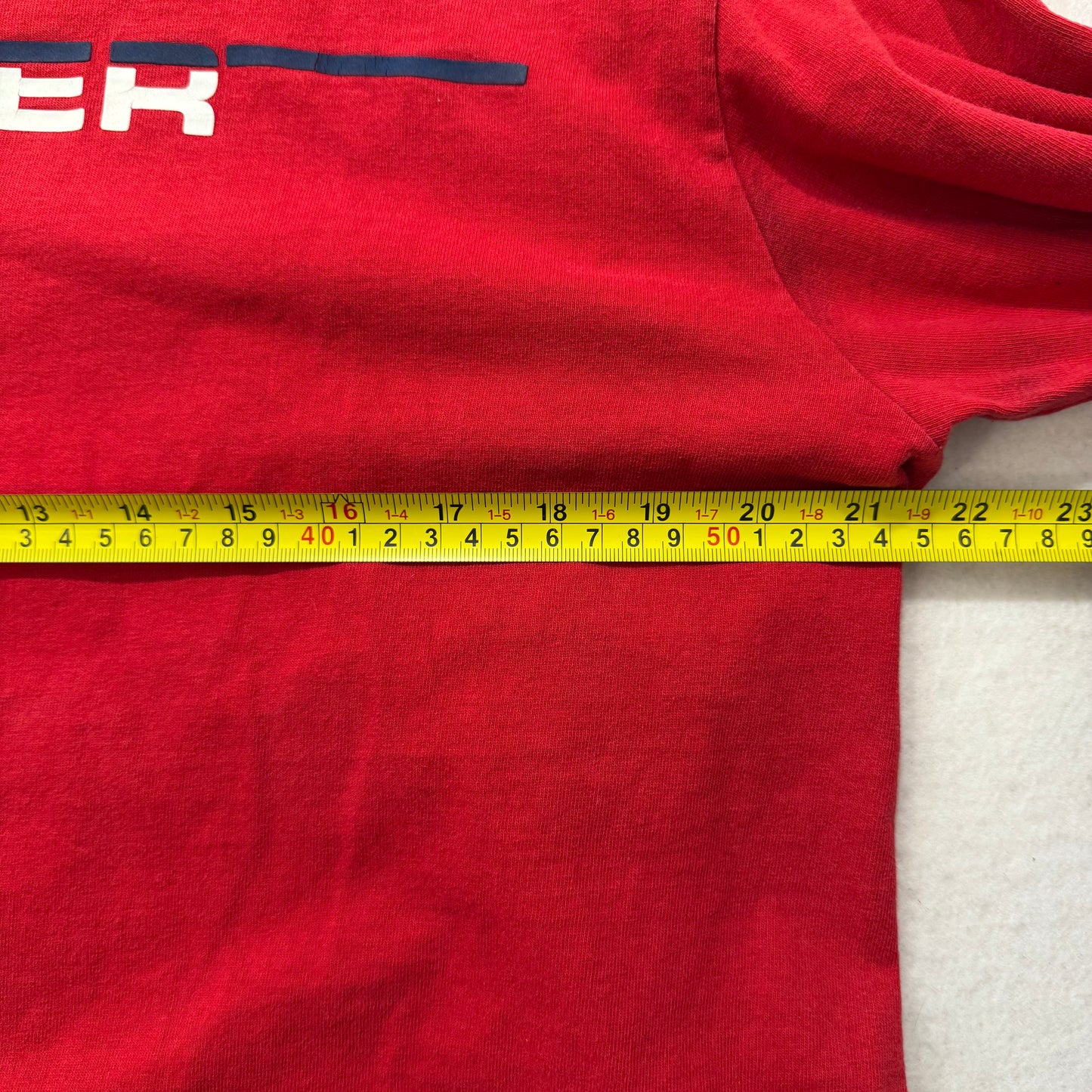 Tommy Hilfiger Bright Red 100% Cotton T-Shirt Long Sleeves Crewneck Logo Size M