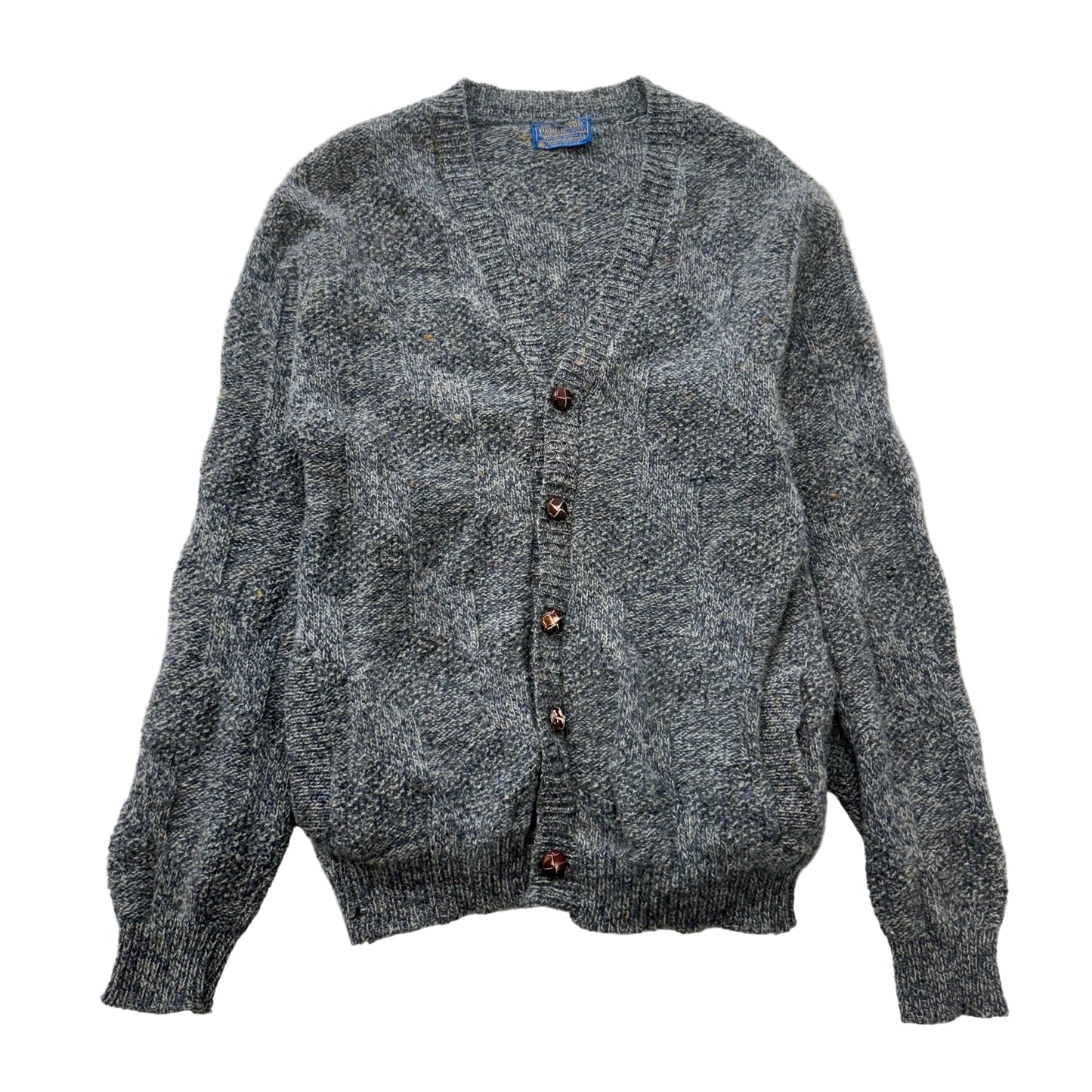 Pendleton Pure Virgin Wool Gray Cardigan Sweater Pockets Made in USA Size L