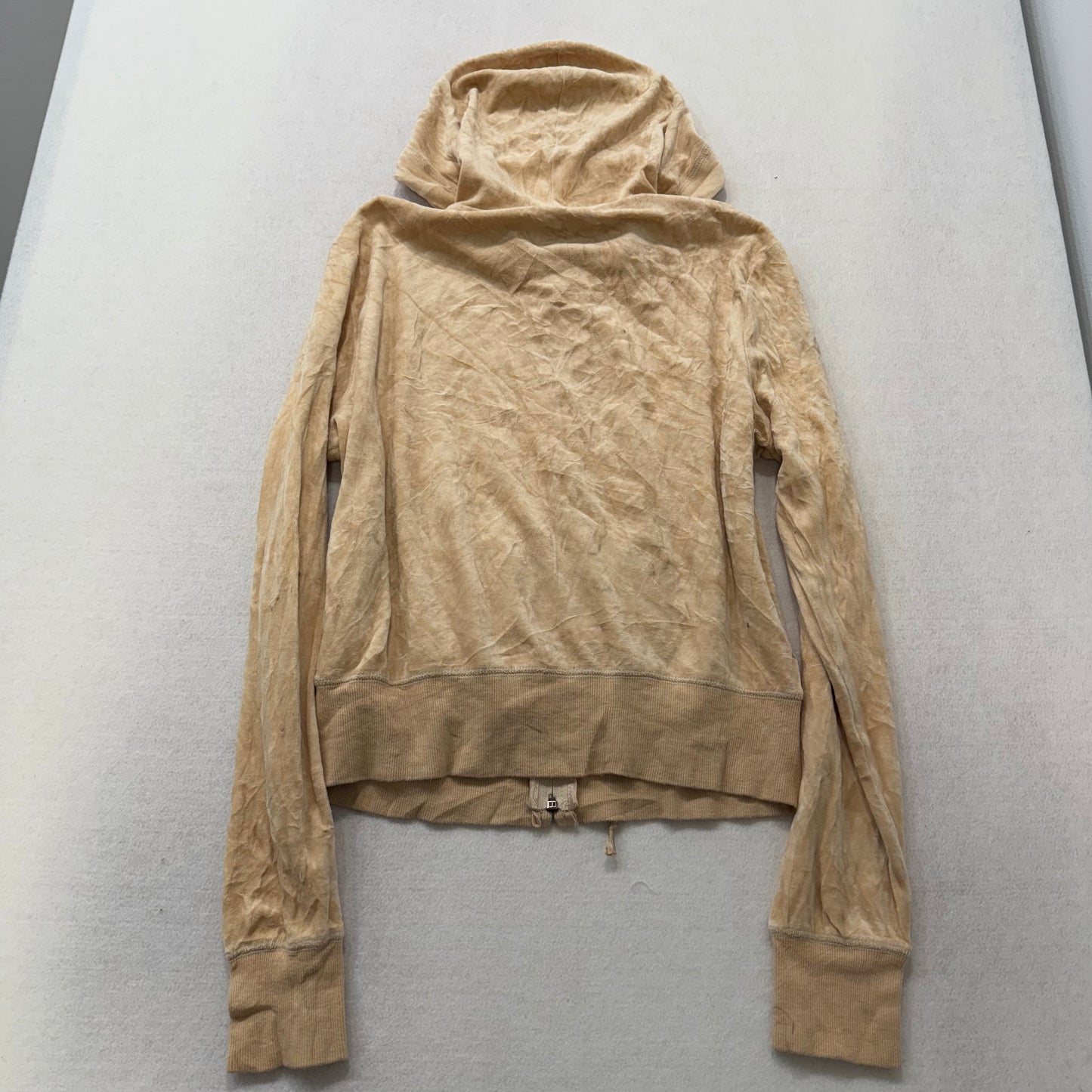 Bebe rhinestone sand velour zip hoodie jacket size L