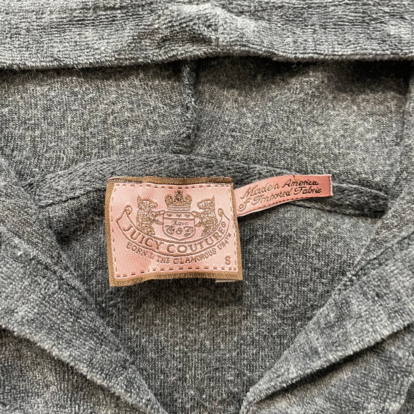 Vintage Juicy Couture Women Charcoal Gray Velour Zip-Up Hoodie Loungewear Size S