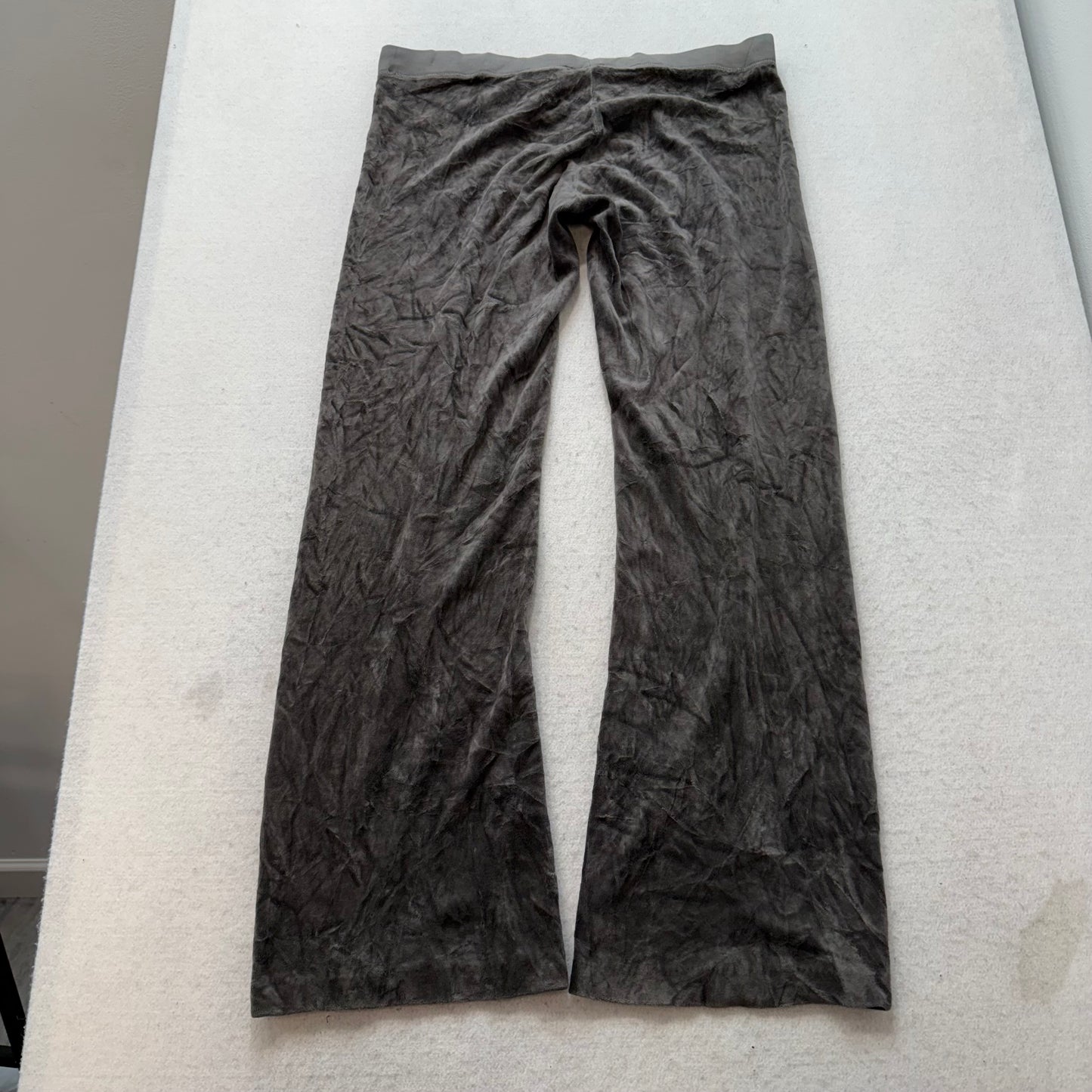 Vintage Juicy Couture Women's Charcoal Grey Velour Flare Leg Track Pants Size S