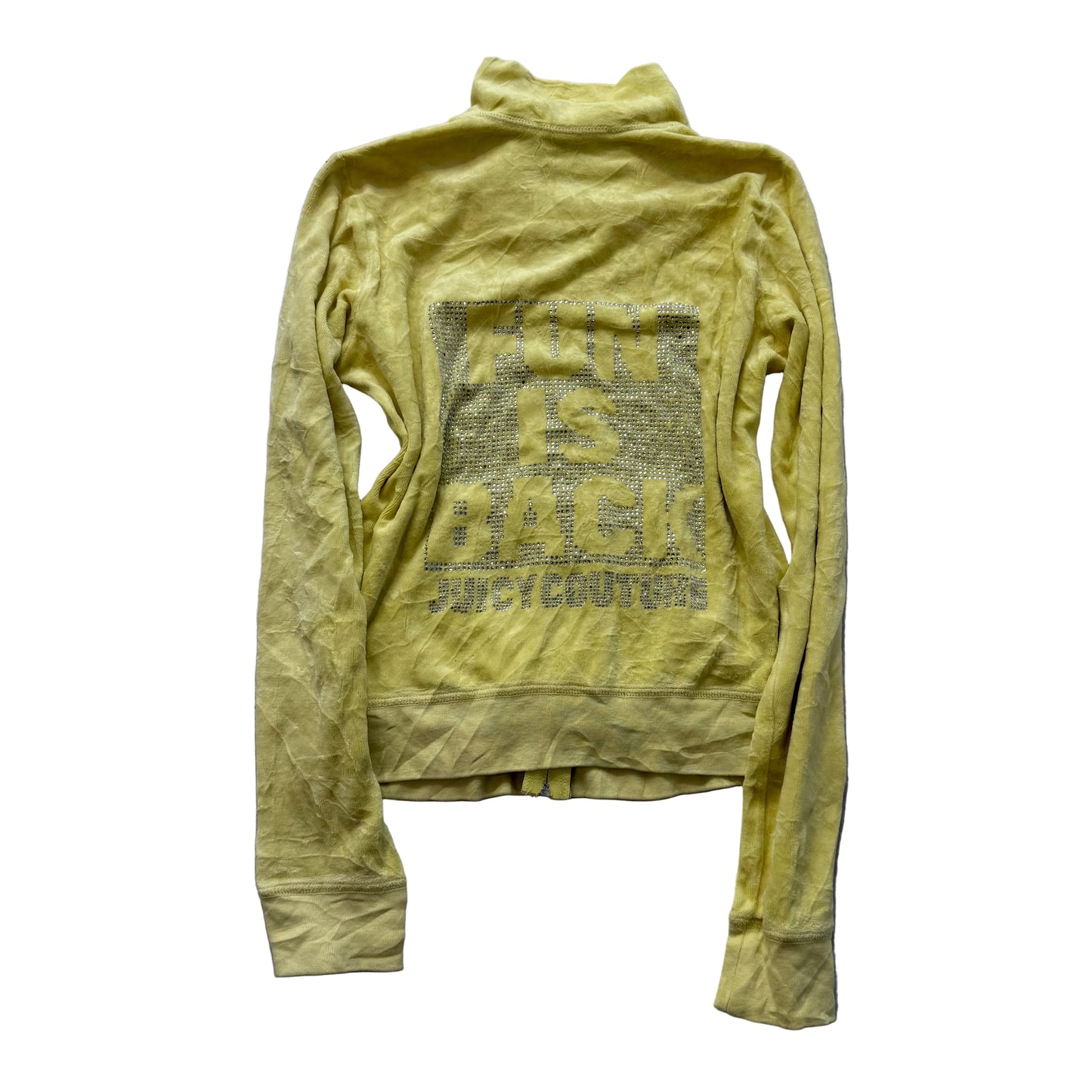Juicy Couture Fun is back Women's Yellow Velour Track Jacket Rhinestone Size M