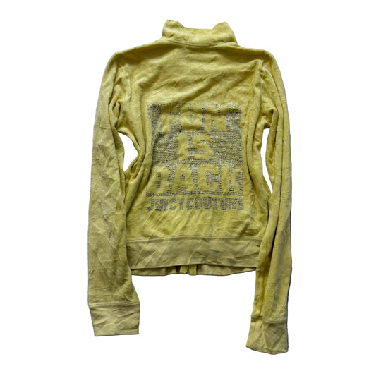 Juicy Couture Fun is back Women's Yellow Velour Track Jacket Rhinestone Size M