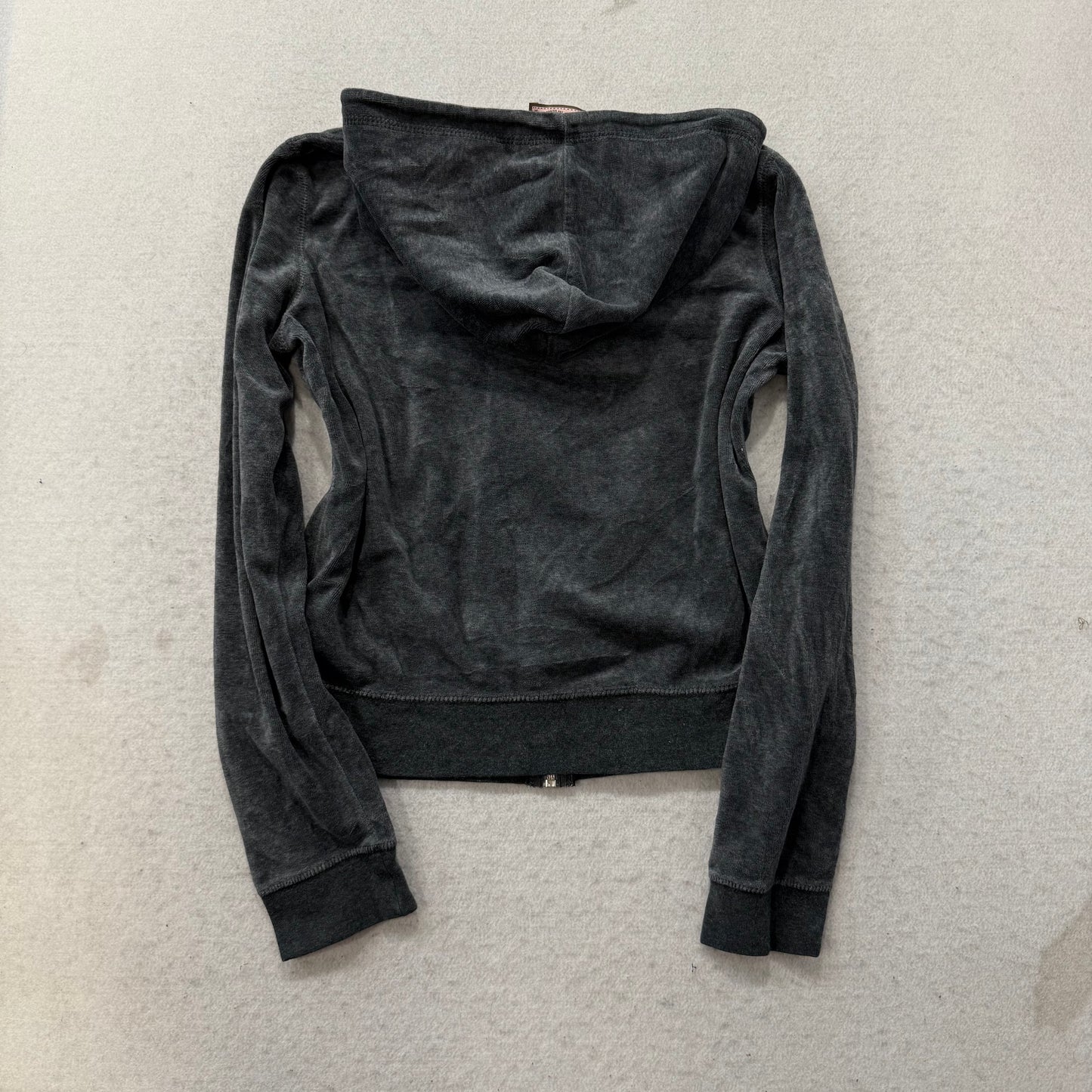 Juicy Couture Women's Charcoal Velour Tracksuit Set Hoodie & Flared Pant Size M/L