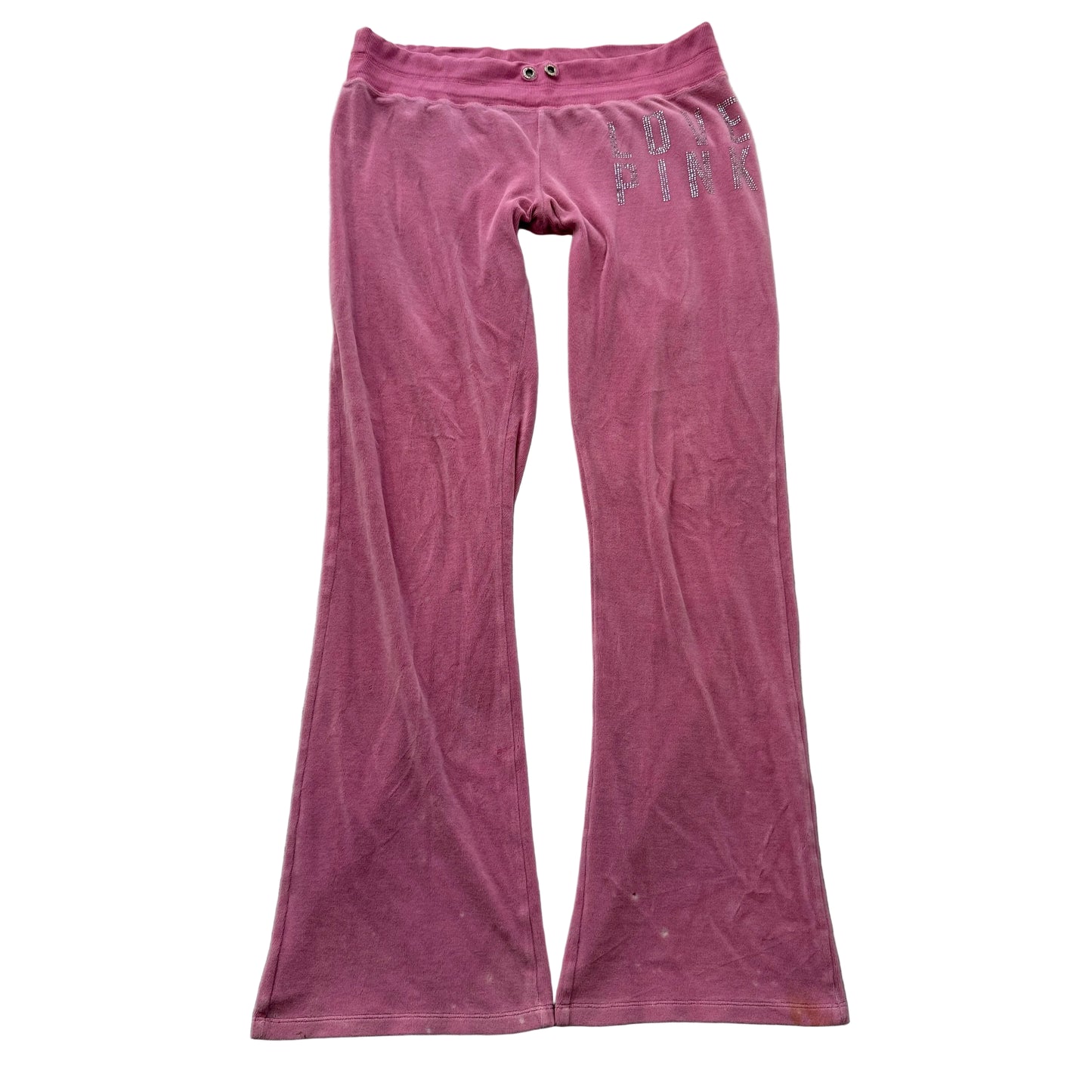 Victoria's Secret PINK Womens Pink Velour Flared Track Pants Rhinestone Size M