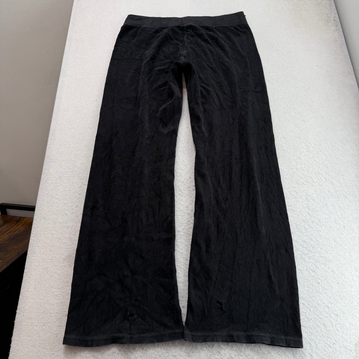 Juicy Couture Women's Black Velour Flared Track Pant Casual Sequin Logo Size W32