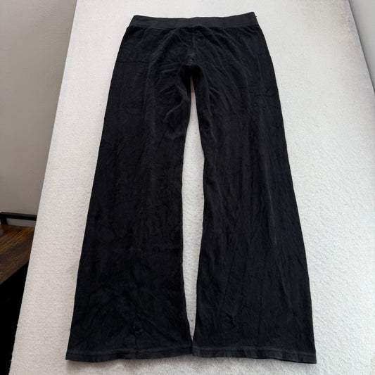Juicy Couture Women's Black Velour Flared Track Pant Casual Sequin Logo Size W32