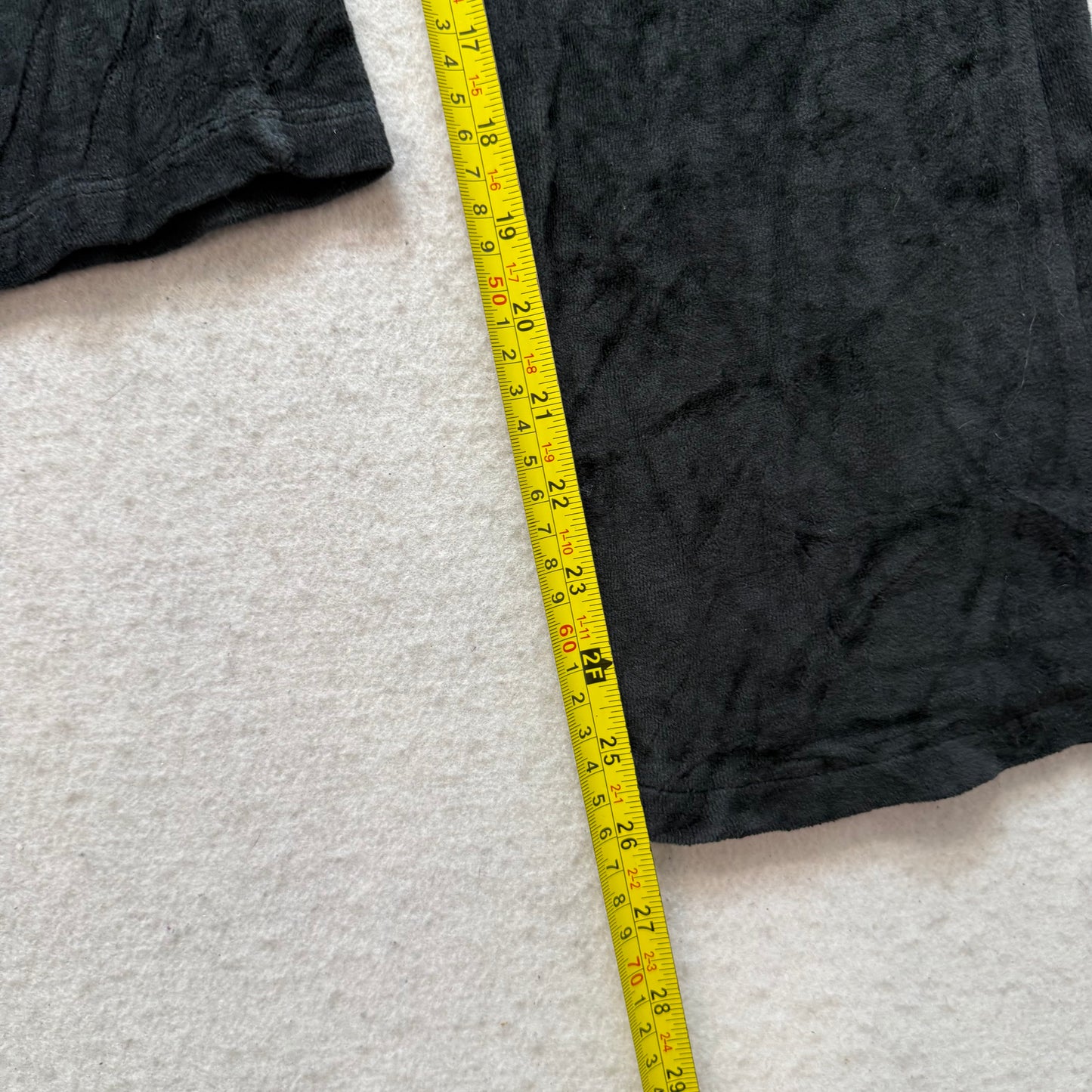 Juicy Couture Women's Black Velour Wide Track Pant Drawstring Crown Logo Size 12