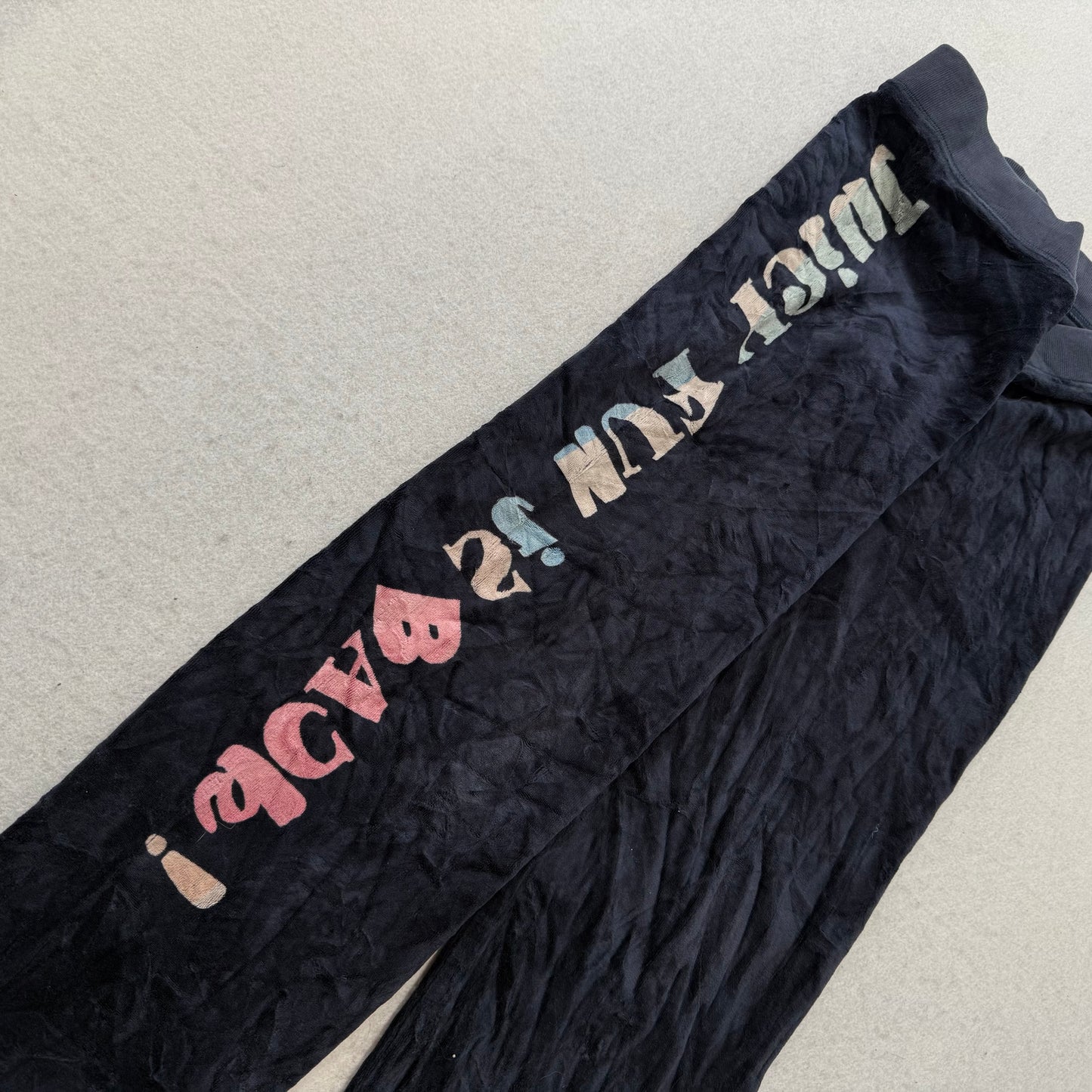 Juicy Couture Navy Velour Tracksuit Set Zip Up Hoodie & Pant Graphic Y2K Size 12