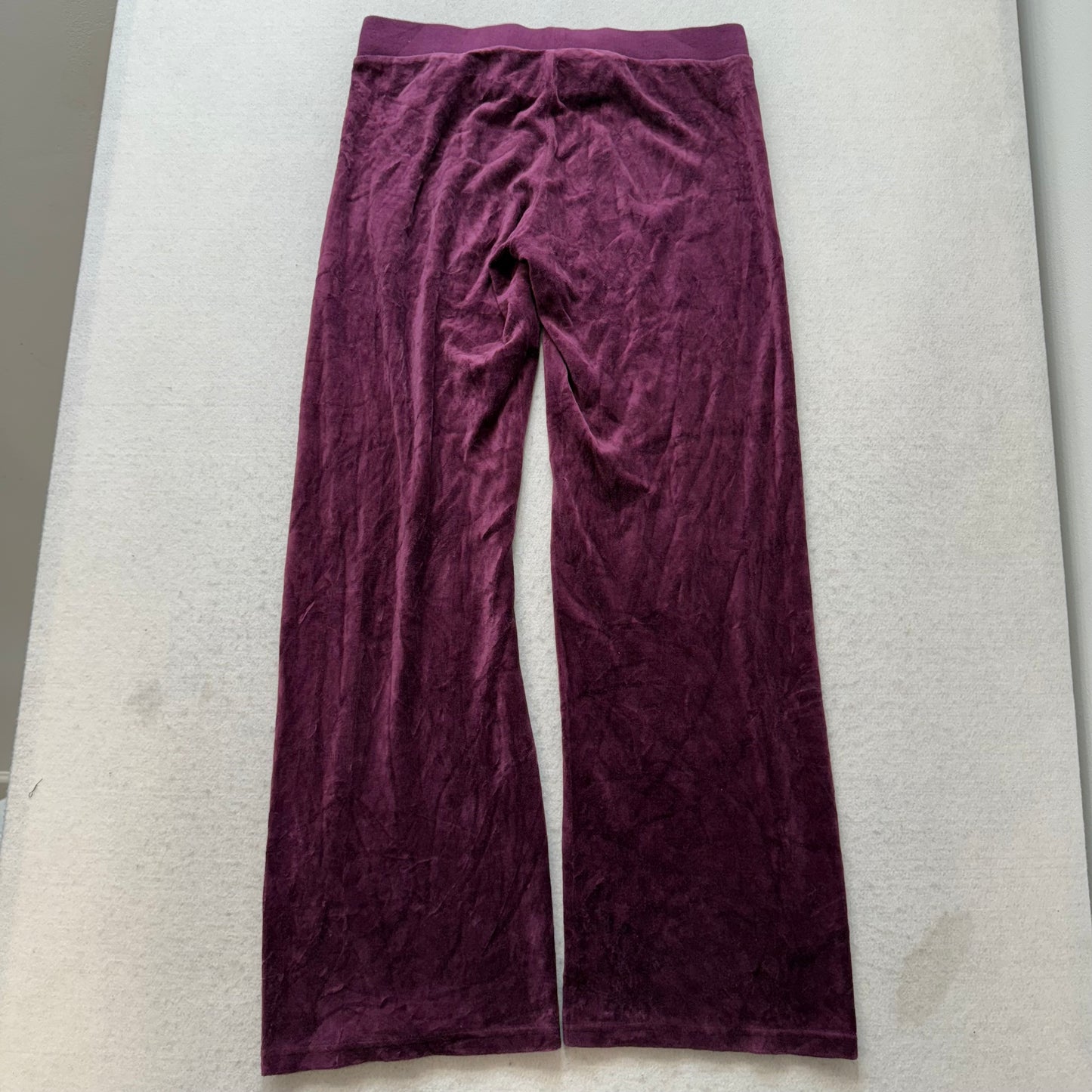 Juicy Couture Women's Burgundy Velour Flared Track Pant Loungewear Preppy Size M