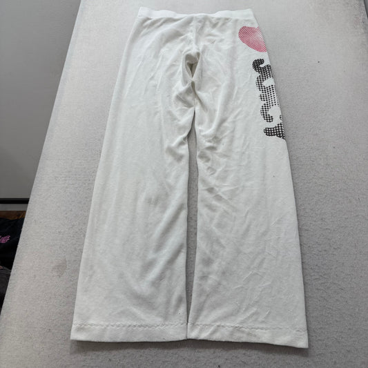 Vintage Juicy Couture Heart Juicy White Terry Cloth Flare Track Pants Y2k Size S