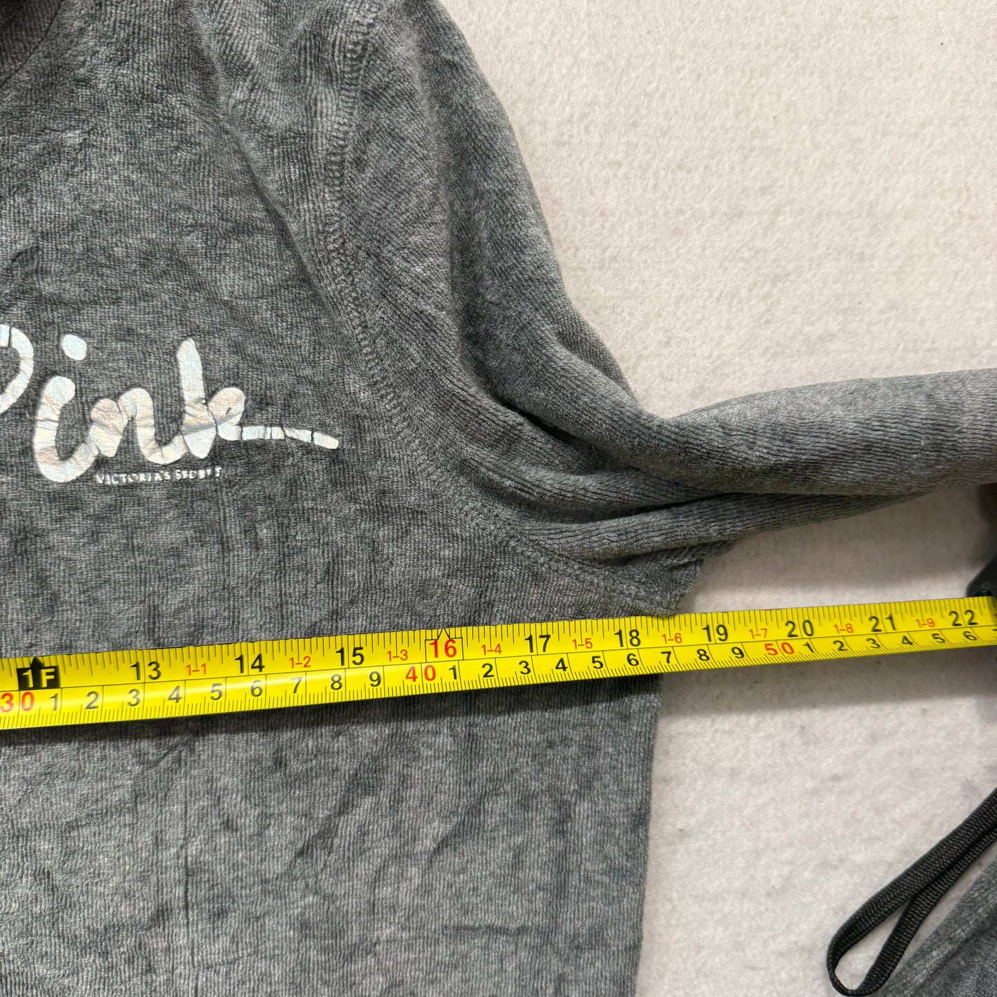 Victoria's Secret PINK Women's Grey Velour Tracksuit Set Hoodie & Pants Size S