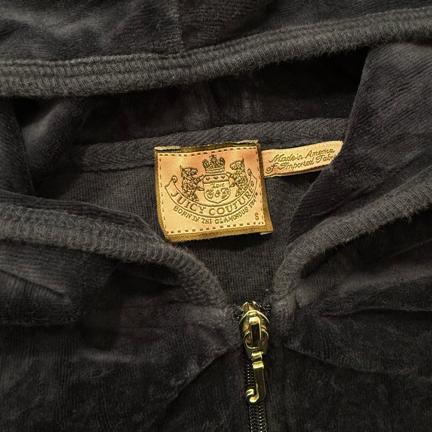 Vintage Juicy Couture Scottie Dogs Women's Navy Velour Hoodie Rhinestone Size S