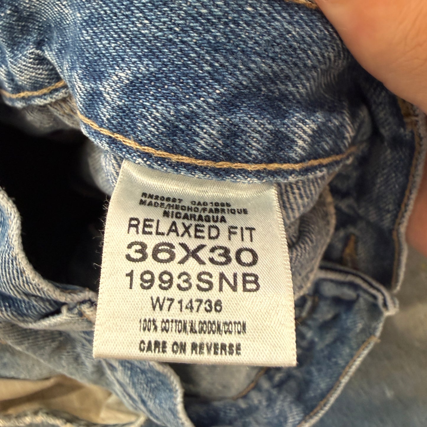 Dickies Men's Blue Carpenter Denim Jeans Distressed Logo Relaxed Fit Size 36x30