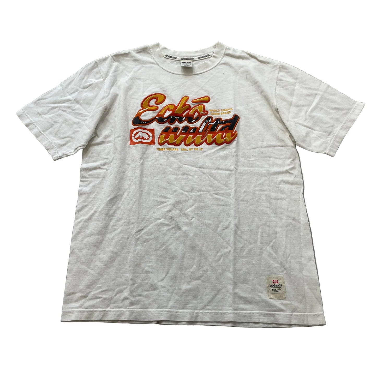 Ecko Unltd Men's White Cotton T-Shirt Pullover Short Sleeve Crewneck Logo Size L