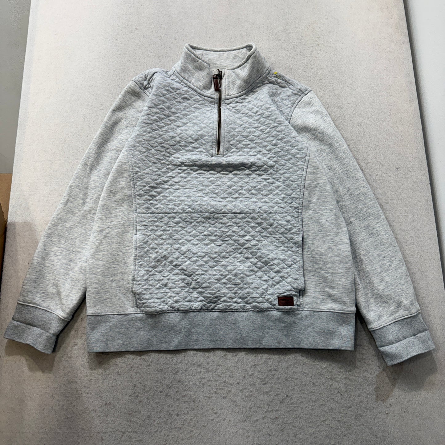 L.L.Bean Women's Grey Quilted Quarter Zip Pullover Sweatshirt Pockets Size XL