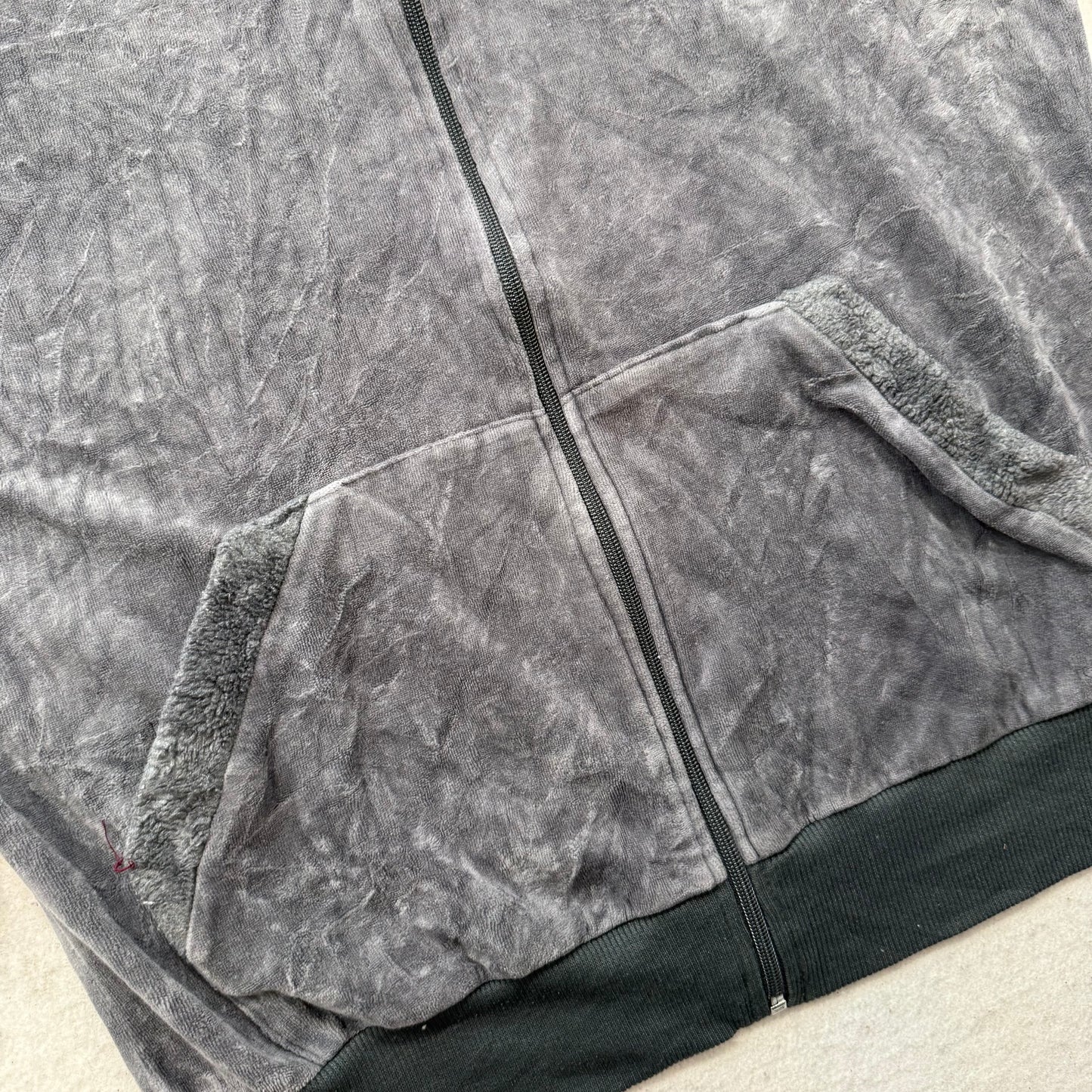 Juicy Couture Women's Anthracite Gray Velour Zip Up Hoodie Graphic Logo Size XL
