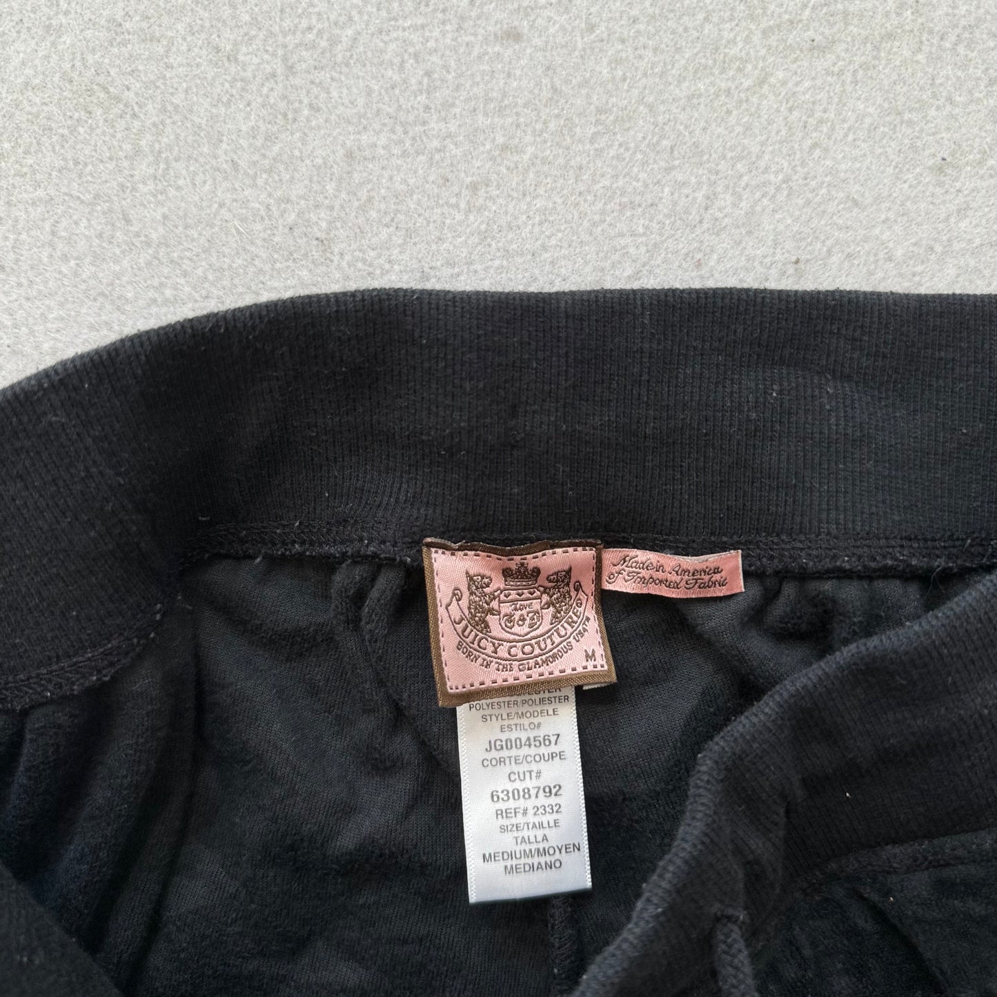 Juicy Couture Women's Black Velour Flared Track Pant Drawstring Dog Logo Size M