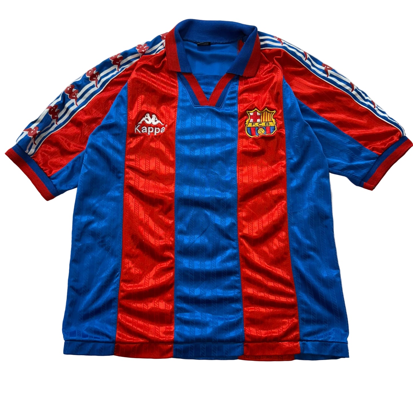Kappa FC Barcelona Men's Blaugrana Home Shirt Short Sleeve Logo Tape Size XL