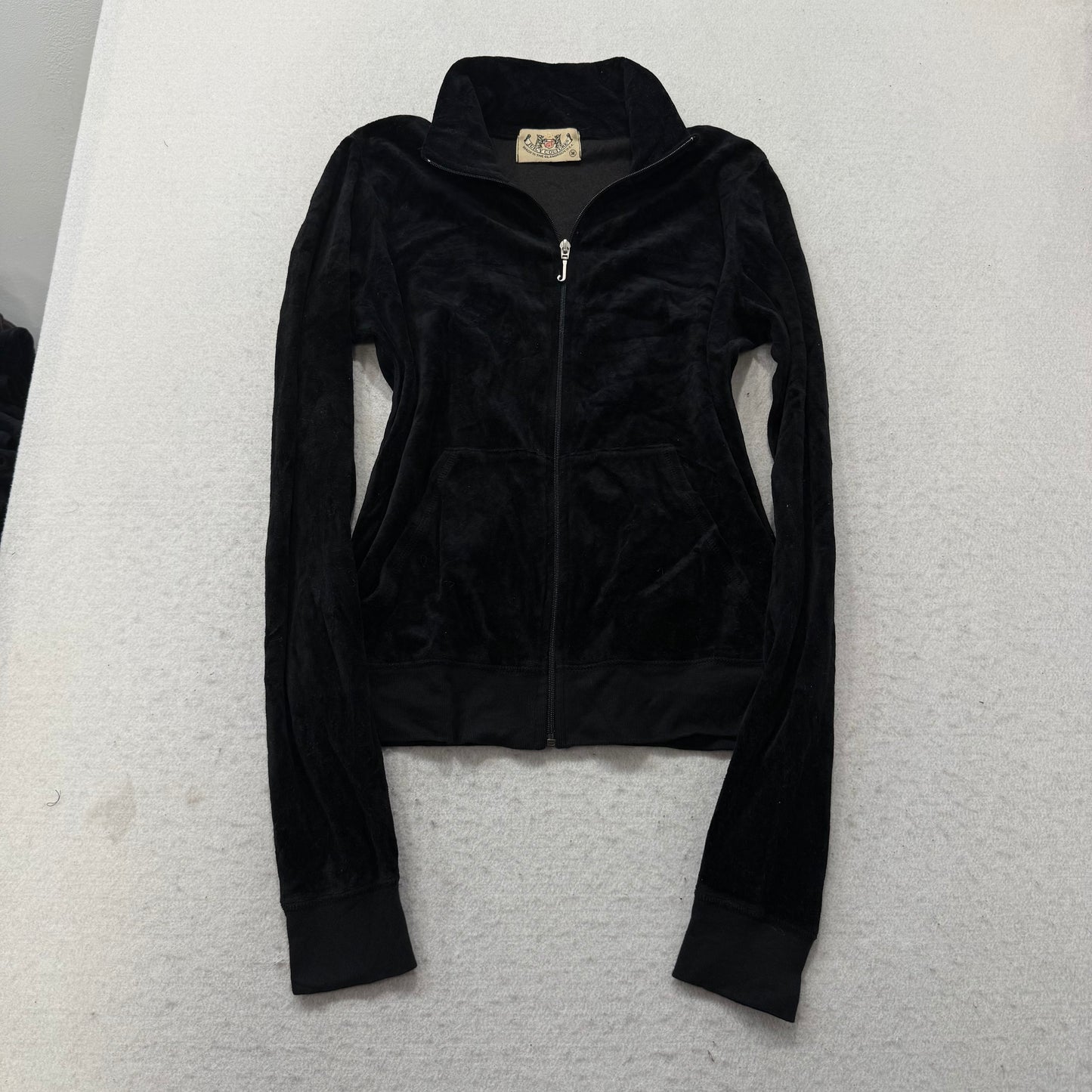 2003 Vtg Juicy Couture Scottie Dogs Women's Black Velour Zip-Up Track Jacket Size M