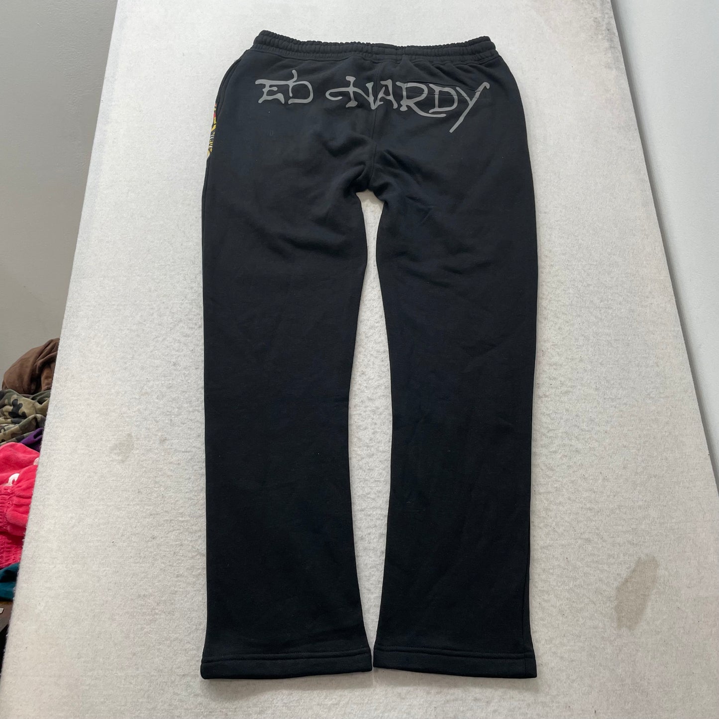 Ed Hardy Tiger Men's Black Fleece Sweatpants Drawstring Pockets Regular Size M