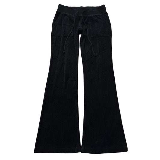 Juicy Couture Women's Black Velour Flared Track Pant Drawstring Pockets Size M