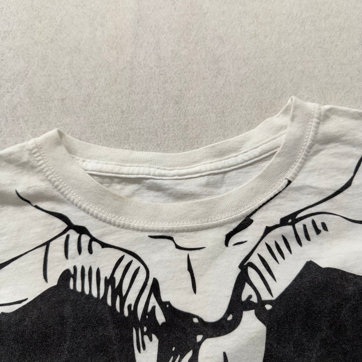 VTG Men's Black White Cotton T-Shirt Skull All-Over Print Graphic Tee Y2K Size L