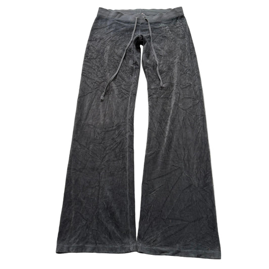 Vintage Juicy Couture Womens Deep Gray Velour Flare Track Pant Drawstring Size S