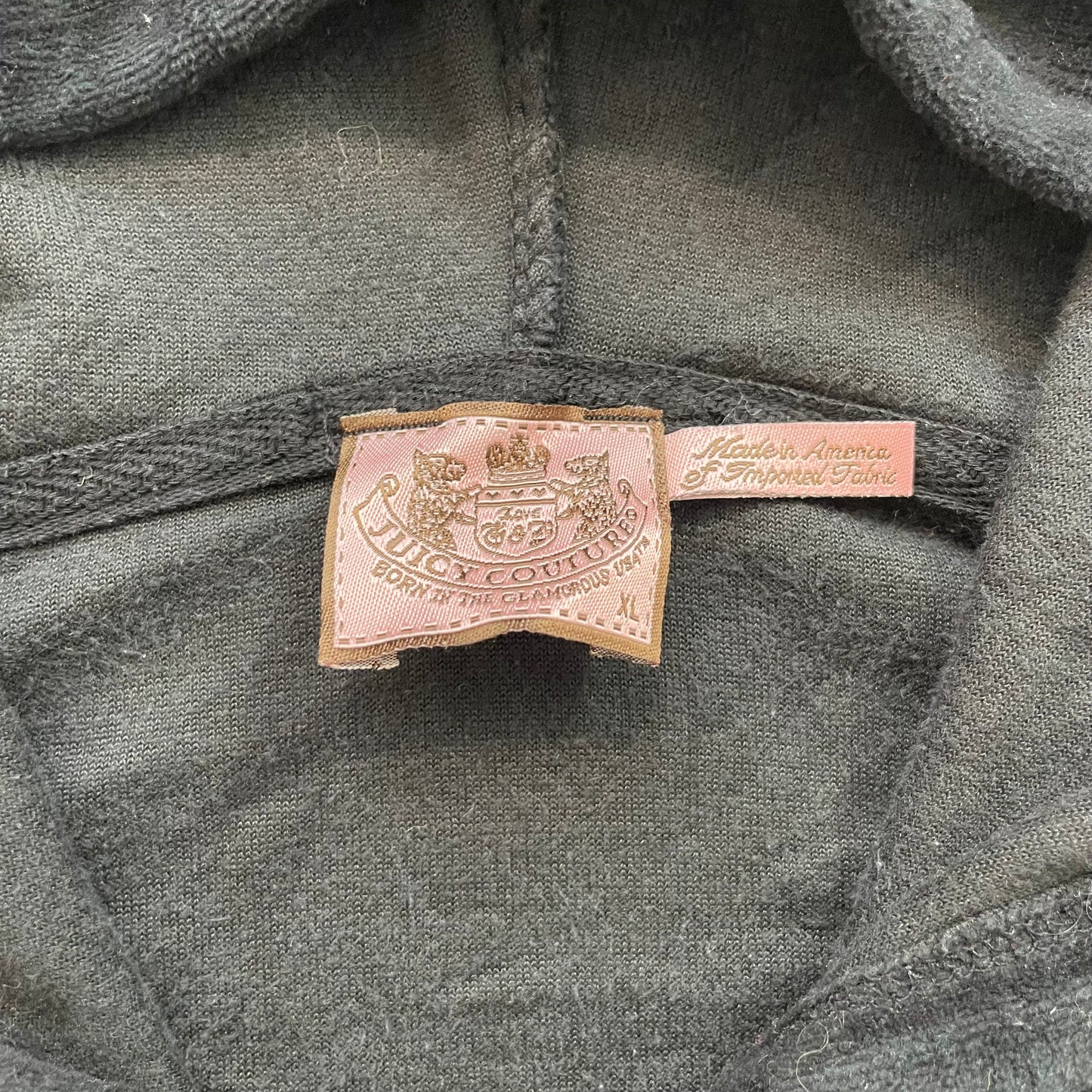 Juicy Couture Womens Black Velour Tracksuit Set Hoodie & Flared Pant Y2k Size XL