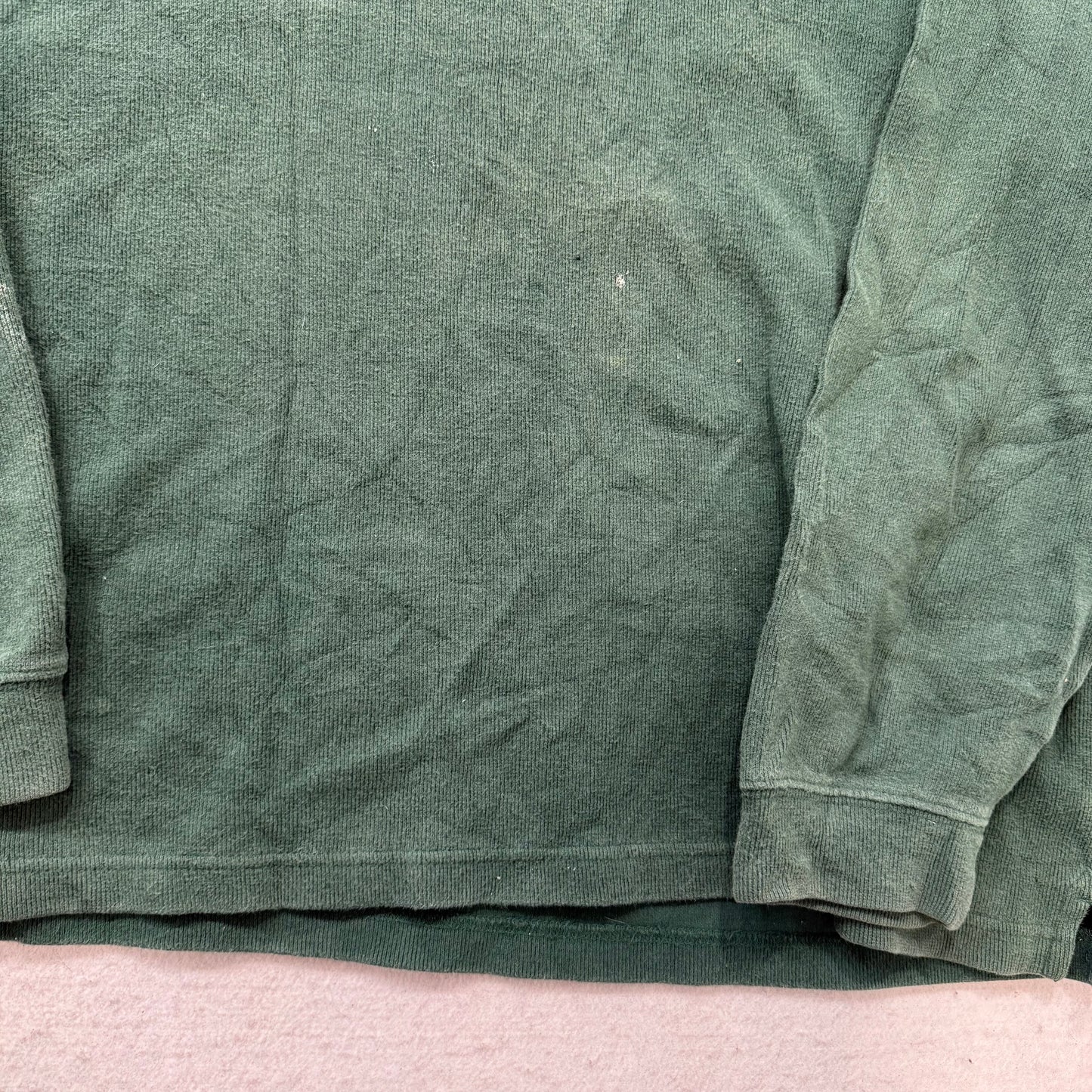 Chaps Ralph Lauren Men's Pine Green Cotton Pullover Sweater Quarter Zip Size XL