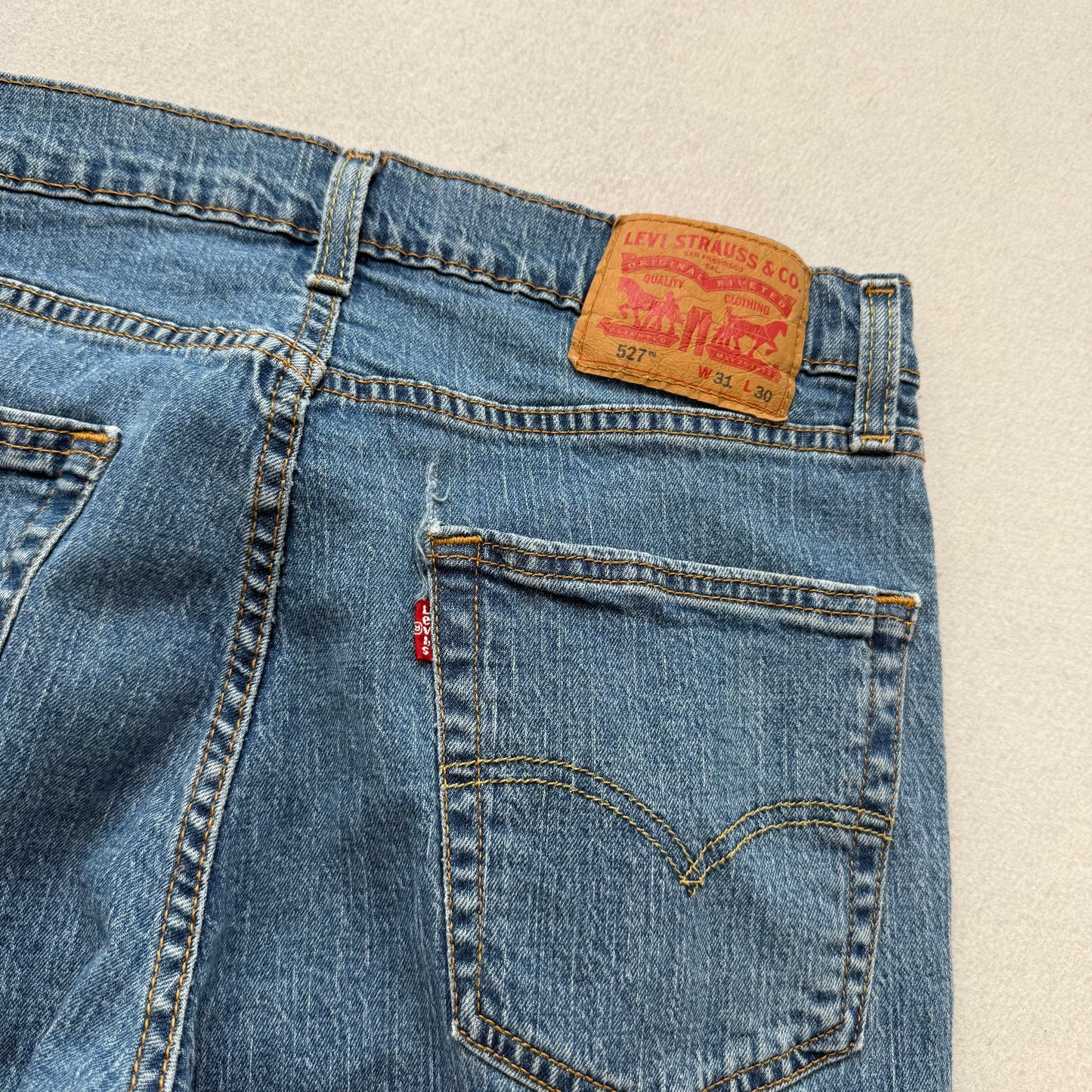 Levi's 527 Men's Blue Denim Slim Bootcut Jeans Western Cowboy Classic Size 30x31