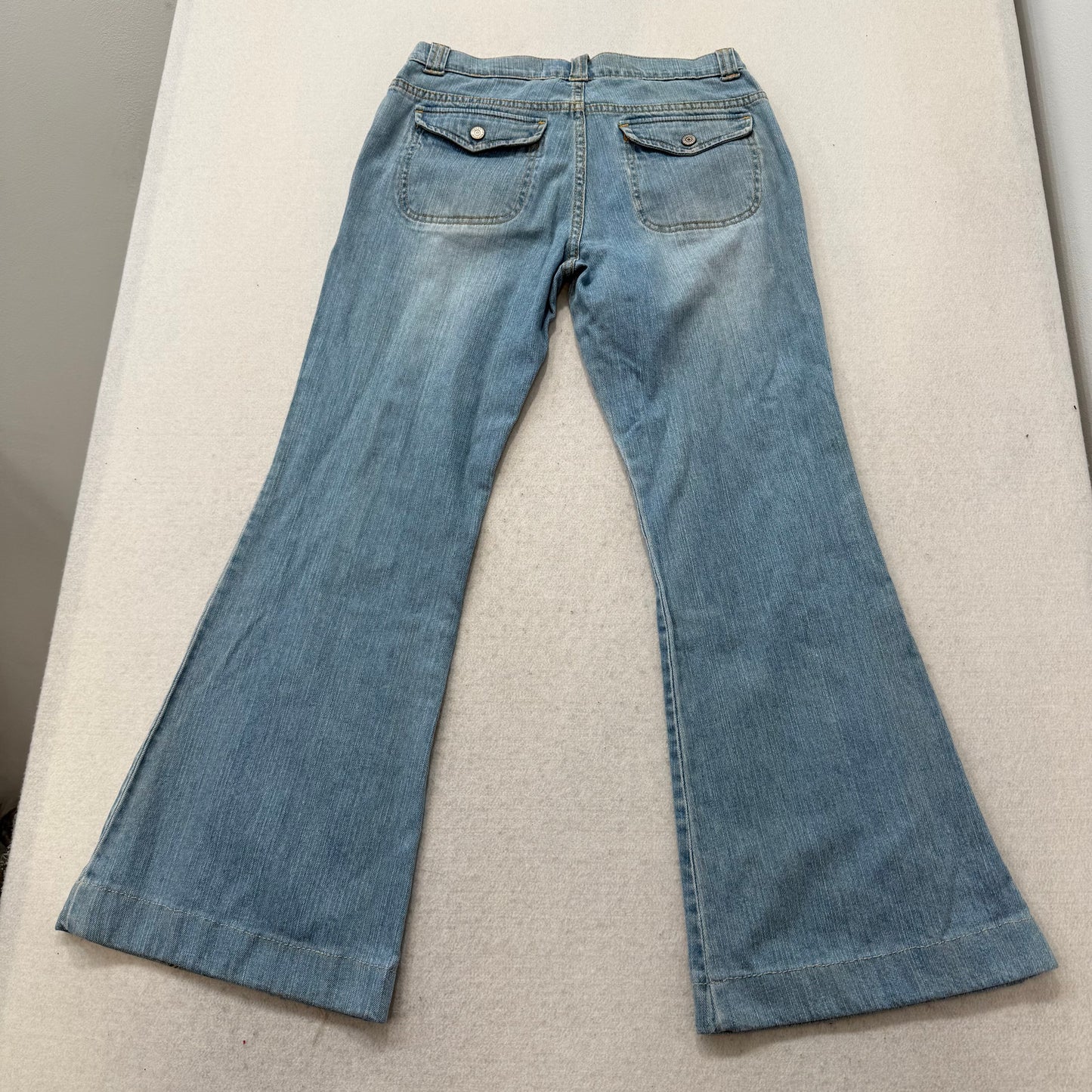 Gap Long and Lean Women's Blue Denim Slim Bootcut Jeans Embroidered Rose Size 14
