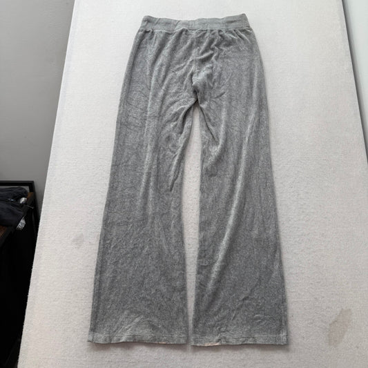 Vintage Juicy Couture Women's Heather Gray Velour Flare Track Pant Preppy Size S
