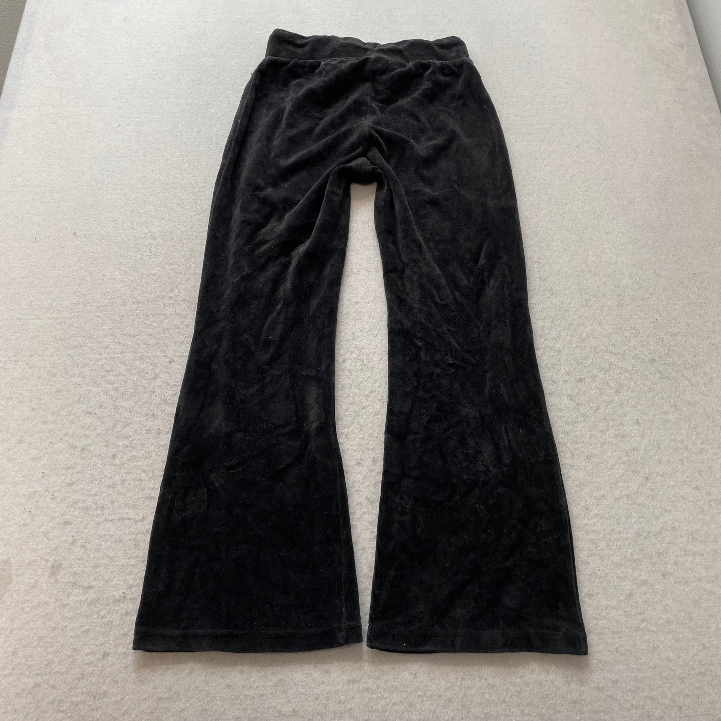 Juicy Couture Women's Black Velour Flared Track Pants Glitter Logo Size S (7/8)